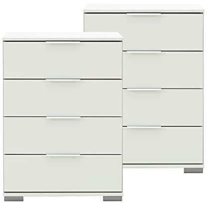 Lomadox Schlafzimmer Nachttisch für Boxspringbett 2er Set in weiß, B/H/T ca. 52/74/38 cm