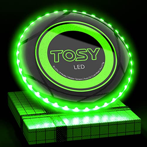 TOSY Flying Disc – 108 RGB-LEDs oder 36 einfarbige LEDs, sehr hell, Smart-Modi, Auto-Aufleuchten, wiederaufladbar, wasserdicht, Outdoor-Spielzeug für Kinder & Erwachsene, 175 g