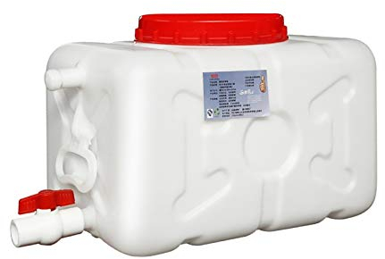 Bidon d'eau Carré Seau En Plastique 25L/50L/100L/150L Réservoir De Stockage D'eau à Usage Domestique Fûts En Plastique De Réservoir Externe Rectangle Blanc épais De Réservoir D'eau En Vrac E(Size:25L)