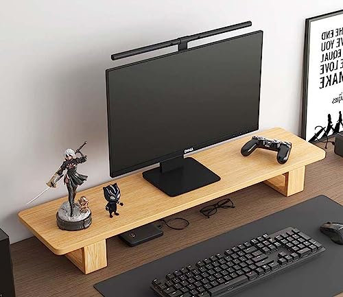 Wbeian Support de moniteur en bois vintage ergonomique pour PC, ordinateur portable, écran TV, maison ou bureau, étagère de rangement, 60 x 20 x 12 cm