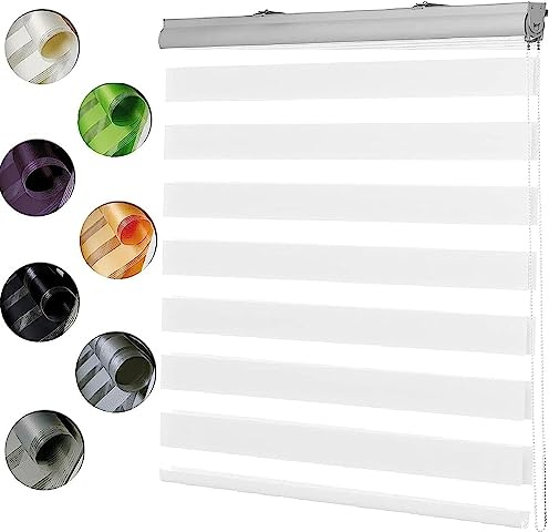 Dachfenster Rollo Verdunkelungsrollo, 80x240cm Höhe Stufenlos Verstellbar Fensterrollo Zebrarollo Seitenzugrollo mit Bohren für Fenster & Tür, Weiß