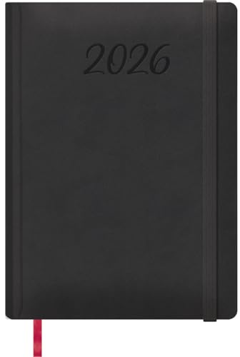 Dohe - Agenda 2026 - Tagesansicht, Große Größe (17x24 cm), Hardcover, 12 Monate Januar bis Dezember, Jahresplaner auf Spanisch mit Lesezeichen - Manaos Schwarz