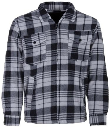 Henry Terre Holzfällerjacke Herren Hemdjacke Arbeitsjacke Hemd Flanell Jacke Thermojacke Kariert Gefüttert, Farbe:anthrazit, Größe:L