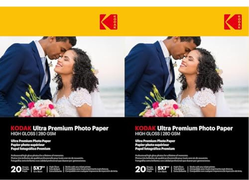 Kodak 9891175 Fotopapier, 280 g/m², glänzend, Format 13 x 18 cm, Tintenstrahldrucker (Packung mit 2)