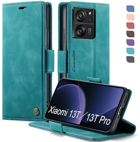 XYGLOW Handyhülle für Xiaomi 13T Hülle Klappbar Xiaomi 13T Pro Premium PU Lederhülle Klapphülle【RFID Schutz】 Kartenfach Standfunktion Schutzhülle für Xiaomi 13T/13T Pro Flip Case Wallet Tasche,Grün