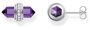 THOMAS SABO 2 Ohrstecker mit violettem Onyx Kristall Silber 925 Sterlingsilber, Geschwärzt H2281-643-13