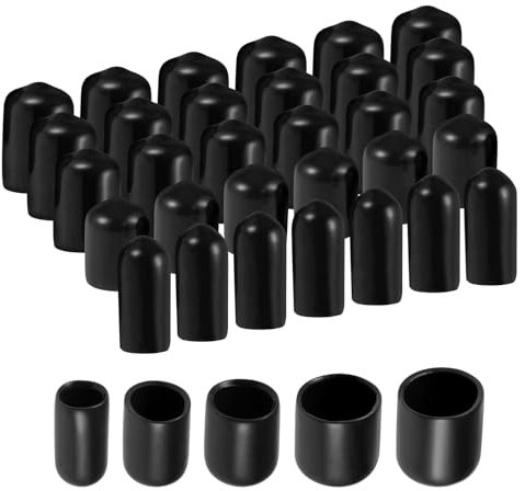 sourcing map Lot de 100 embouts ronds en caoutchouc pour filetages de vis - 6 mm, 9 mm, 12 mm, 16 mm, 19 mm - Noir