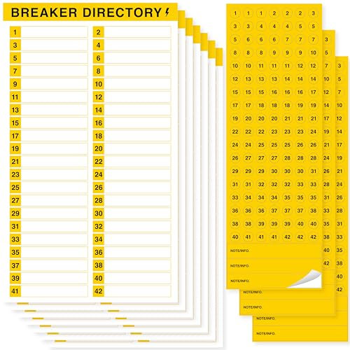 10 Feuilles d'Étiquettes pour Panneaux de Disjoncteurs, 7 Autocollants de Catalogue de Disjoncteurs et 3 Autocollants Numériques, Autocollants Électriques Autoadhésifs Réutilisables et Imperméables