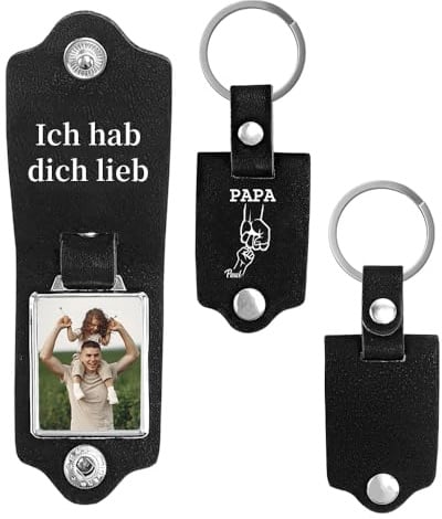 Porte-clés Personnalisé pour Homme, Cadeau de Fête des Pères, Porte-Clés pour Papa, Porte-Clés Personnalisé avec Photo du Nom Papa je t'aime, Porte-Clés de Voiture en Cuir pour Homme