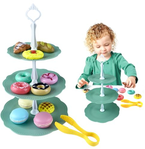 Service à Thé pour Enfants,Service à Thé Jouets,Dînette Enfant Accessoire Jeux de Cuisin Jouet de Cuisine Faisant Semblant pour Enfants Filles 3 4 5 6 7 Ans