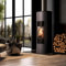 KRATKI Freistehender Stahlofen AB ENYO R Hoch 5,5 kW Ø 100/150