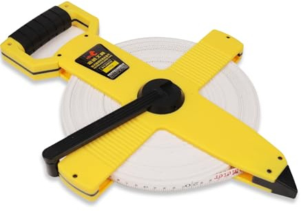 DIFFLIFE Mètre ruban à mesurer ouvert - 100 m x 3 vitesses - Double revêtement en fibre de verre