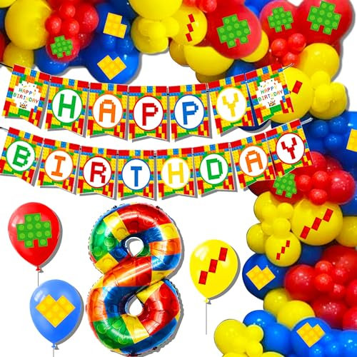 Roaring Good Time palloncini numero 8 di blocco da costruzione decorazioni per la festa di compleanno a tema blocchi building block decorazione per feste set blocchi di costruzione forniture per feste