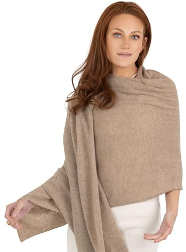 Velanio Cashmere Pashmina-Schal aus 100% Kaschmir, gestrickt, extra groß, für Damen, Reisen, Nerz, Large