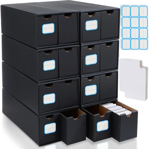 Teenyyou 16 Pack Trading Cardboard Card Storage Box, with 50 Dividers and Labels, Storage Box for Games, Star, Baseball Collection Card Organizer Supplies