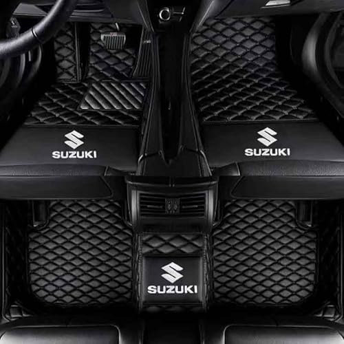 DFVBNH Auto Fußmatten für Suzuki Alto, Auto Fußmatten Teppich PU-Leder Matten Allwetter Wasserdicht rutschfest Auto Schutz Fussmatten Zubehör,Black