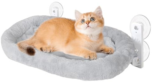 Hamaca para Gatos, Cama Gato para Ventana sin Cables, Cama Gato Ventana con Ventosas Fuertes Soporta hasta 15kg, Saco de Dormir Gatos para Explorar y rRlajarse - Gris(58x30x20cm)