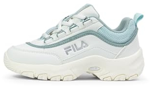 FILA Strada Logo Teens Sneaker, White-Blue Glow-Marshmallow, 36 EU