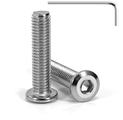 Tunejoy Vis à Tête Plate M8 x 30 mm Vis à Six Pans Creux en Acier Inoxydable A2 V2A Boulons de Meubles Hexagonale avec Clé Allen Filetage Complet 20 Pièces