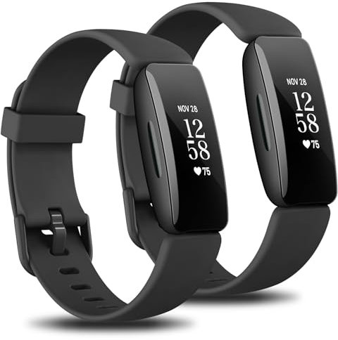 Packung mit 2 Armbändern, kompatibel mit Fitbit Inspire 2, für Damen und Herren, weiches Silikon, Sport-Ersatz nur für Fitbit Inspire 2. Nicht für Fitbit Inspire/Fitbit Inspire HR, Schwarz und Schwarz
