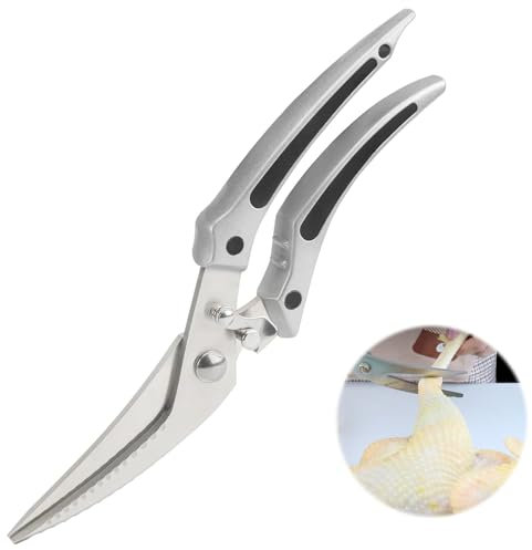 Ciseaux Cuisine Multifonction, Ciseaux à Volaille, Ciseaux Volaille, Sécateur à Volaille, Ciseaux Cuisine, Ciseaux Cuisine Inox, pour Le Poulet, La Volaille, Le Poisson, La Viande, 25 cm