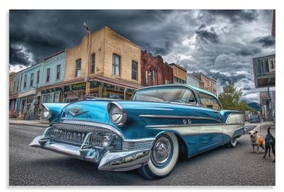 Oldtimer (Auto) Wandbild Leinwand Gemälde WanddekoRatteteion Poster Kunstdruck Für Schlafzimmer WanddekoRatteteion Gerahmt 16x24inch(40x60cm)