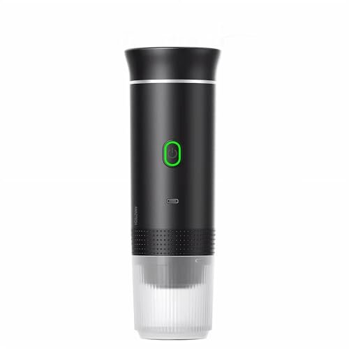 AMAZTECH Cafetera Portátil 3 en 1, Compatible con Cápsulas NS, DG y Café Molido - Máquina de Café Espresso para Camping, Viajes y Hogar - Inalámbrica, Compacta y Fácil de Usar (Negro)