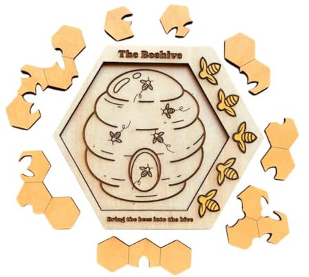 Fenteer Hexagon Puzzle für Kinder Erwachsene Ornament Spaß Aktivität Dekor Geburtstag Geschenk Holz Puzzle Eltern Kinderspiele Requisiten
