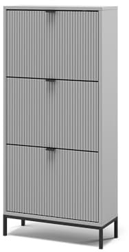 Vicco Schuhkipper Eliza, Grau, 60 x 130 cm | mit 3 Klappschubladen, zur Wandmontage geeignet für den Einsatz im Flur