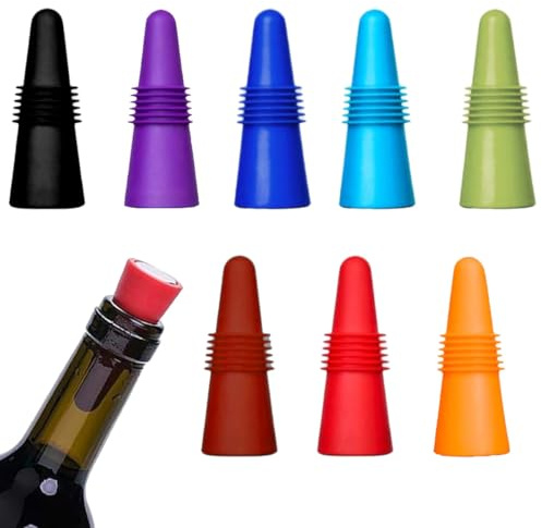 Tappi Vino Silicone Riutilizzabile Colorato – Chiusura Bottiglia Per Vino Spumante Birra E Bevande Ermetico E Lavabile In Lavastoviglie – 8Pz