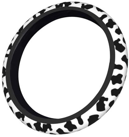 Auto-Lenkradbezug mit Kuh-Aufdruck, schwarz und weiß, Neopren, universal, 38 cm, rutschfeste Lenkradabdeckung, Rennwagen-Zubehör, Lenkradschutz für Damen und Herren