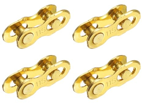 YELARXI Bicycle Missing Link, 11 Speed Reusable Bike Chain Master Quick Link Bicycle Chain Replacement Kit Coupling 4Pairs & Gold - Fitting For(Mountain/Road/Racing Bikes)