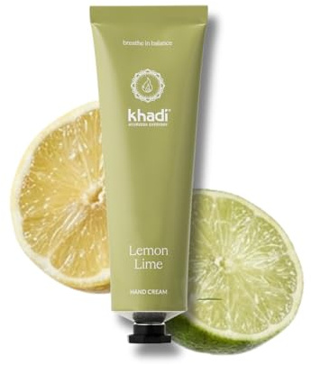 khadi Lemon Lime Handcreme, schnell einziehende Handpflege, 50 ml | Mit Limette, Sheabutter, Bienenwachs & Ayurveda-Extrakten; nicht fettend, schützt & pflegt, 100% zertifizierte Naturkosmetik
