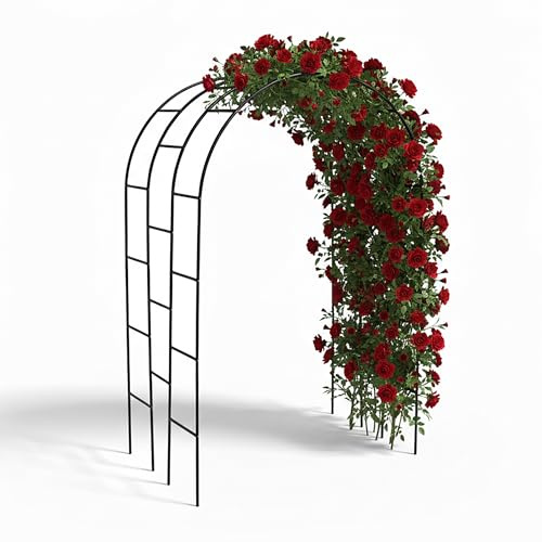 Relaxdays Rosenbogen, Metall, HBT: 240x140x110 cm, Torbogen Garten XXL, tiefer Rankbogen für Kletterpflanzen, schwarz | Torbogen Garten XXL, tiefer Rankbogen für Kletterpflanzen