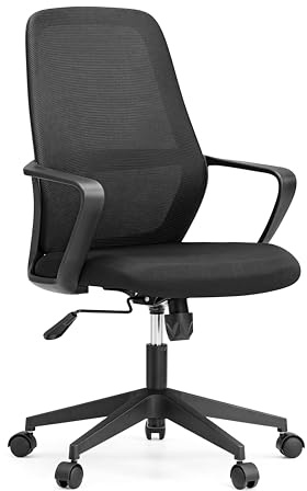 MyBuero Bürostuhl Explorer – Wippmechanik, atmungsaktive Netzrückenlehne, ergonomischer Sitzkomfort, Moderne Armlehnen & stabiles Nylon-Fußkreuz, Schwarz