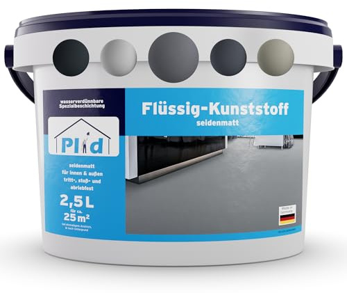 Plid Flüssigkunststoff Schiefergrau 2,5 L – Flüssig PVC Bodenbeschichtung | Betonfarbe & Estrich | Innen & Außen | Abriebfest & stoßfest | Flexibel | ca. 25 m² | Made in Germany