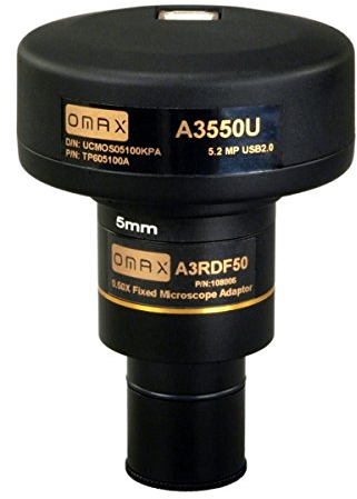 OMAX - 5.0 MP Digital USB Microscope Camera with Advanced Software and Calibration Slide (Windows, Mac OS X, Linux Compatible) - A3550U