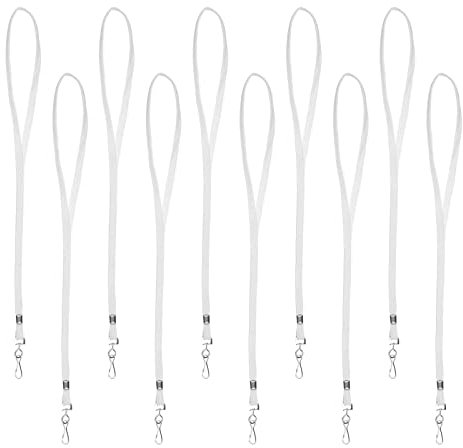 Karteo Schlüsselband weiß [10 Stück] Band 10 mm Lanyard mit Metalldrehhaken für Kartenhüllen Ausweishüllen als Ausweishalter