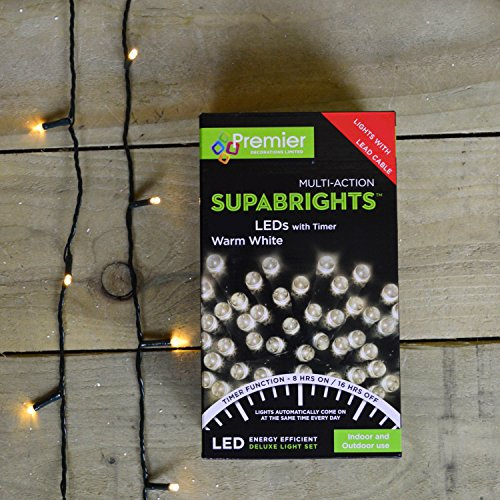 360 LED (28.7m) Premier Supabright LED Christmas Lights with Timer - Warm White