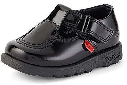Kickers Girl's Fragma T-Bar School Shoes | Elegant T-Bar Style | Everyday Comfort Fit, Cushioned for All-Day Wear, Black, 9 UK Child