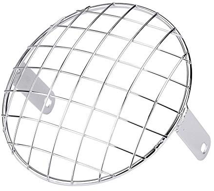 EBTOOLS Motorrad-Scheinwerfergitter Mesh Grill Side Mount für die meisten Motorräder/Cruiser/Chopper/Old School/Cafe Racer, 7 Zoll, Silber