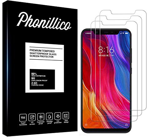 PHONILLICO [Pack de 3] Verre Trempe pour XIAOMI MI 8 - Film Protection Ecran Verre Trempe Ultra Resistant [Lot de 3] Vitre Ecran Protecteur Anti Rayure Sans Bulle d’Air Ultra Mince Transparent