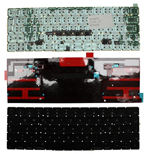 Keyboards4Laptops Alemán Retroiluminada Negro Teclado de Repuesto para Ordenador portátil Compatible con Apple MacBook Pro 15 Inch Touch Mid 2017