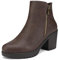 DREAM PAIRS Stivali da Donna Stivaletti alla Caviglia con Tacco Grosso,Size 36.5,Marrone,Z0EY-2