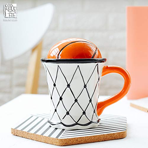 sijihua Tasse à café en céramique pour petit déjeuner - Motif basket-ball - 500 ml - Blanc