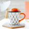 sijihua Tasse à café en céramique pour petit déjeuner - Motif basket-ball - 500 ml - Blanc