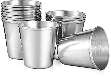 TOYANDONA 12 Stück Edelstahl-Schnapsbecher trinken tragbare Edelstahl-Schnapsgläser Weinbecher Trinkbecher für Whisky Schnaps (30ml)