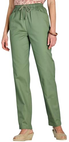 Chums Ladies Cotton Trousers with Elasticated Drawcord Waist | Women's Lightweight Casual Pants with Pockets, Expanding Waistband, Durable & Practical Fabric
