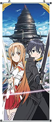 CosplayStudio Sword Art Online Rollbild | Kakemono aus Stoff | Poster 100x40cm | Motiv: Asuna & Kirito