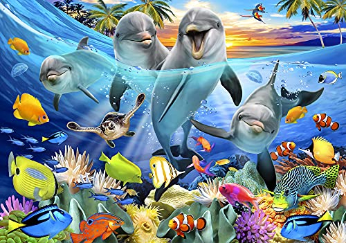 Fototapete Aquarium Unterwasser Fische Kinderzimmer Kinder Vlies Tapete Latexdruck UV-Beständig Geruchsfrei Hohe Auflösung Montagefertig (12851, V8 (368x254 cm) 4 Bahnen)